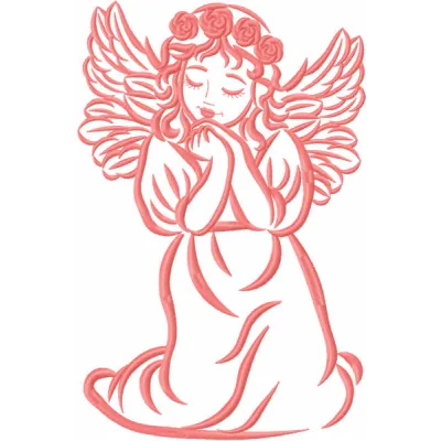 Praying Angel Girl with Rose Wreath Stitching Pattern