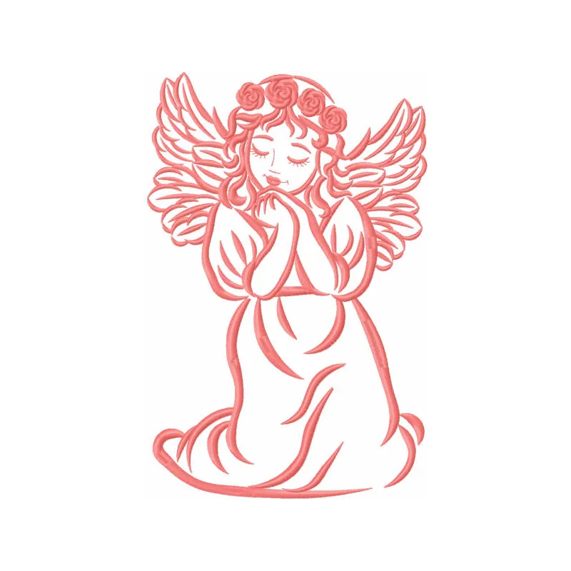 Praying Angel Girl with Rose Wreath Stitching Pattern