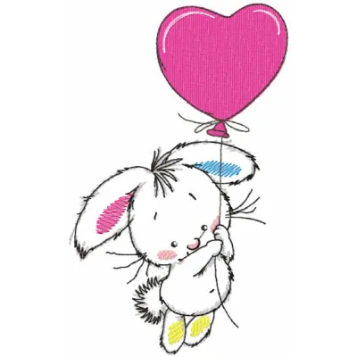 Whimsical Bunny Balloon Stitching Pattern for Crafters