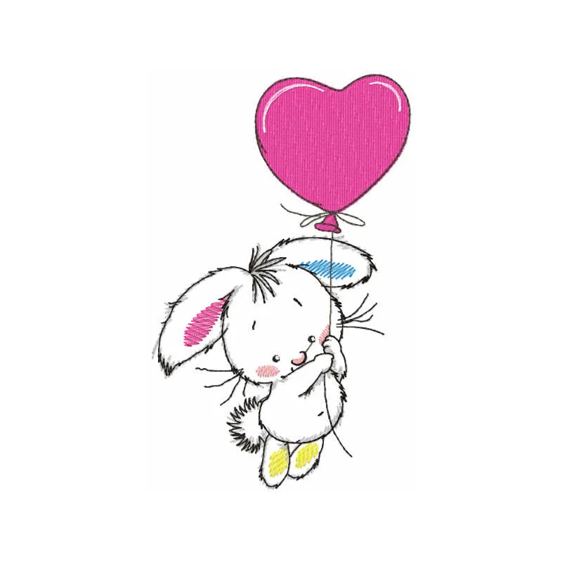 Whimsical Bunny Balloon Stitching Pattern for Crafters