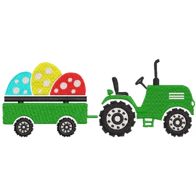Tractor & Egg Cart Spring Stitching Pattern