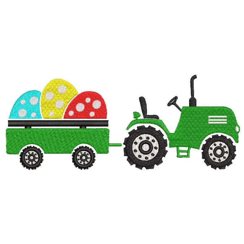 Tractor & Egg Cart Spring Stitching Pattern