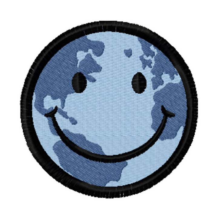 Earth smile embroidery design - Embroidery Design