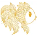 Golden Fish Single-Color Stitching Pattern