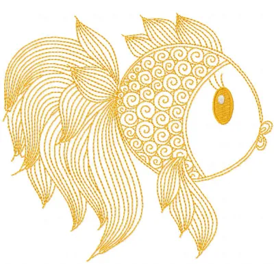 Golden Fish Single-Color Stitching Pattern