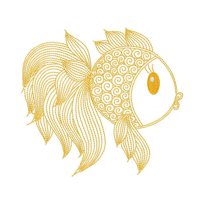 Golden Fish Single-Color Stitching Pattern