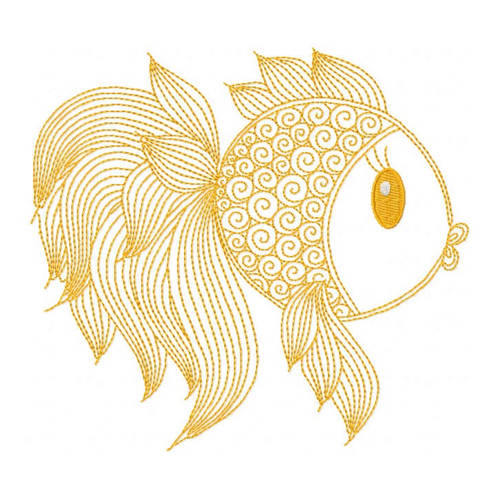 Gold fish one colored embroidery design - Embroidery Design