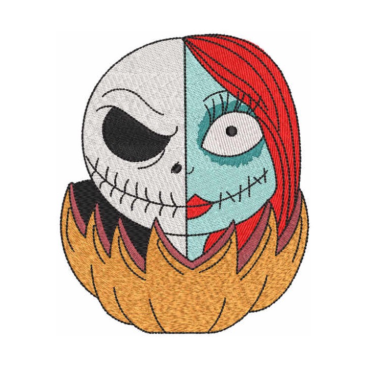 Jack and Sally from pumpkin embroidery design - Embroidery Design