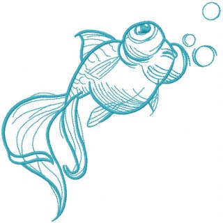 Telescope oranda fish scetch style embroidery design - Embroidery Design