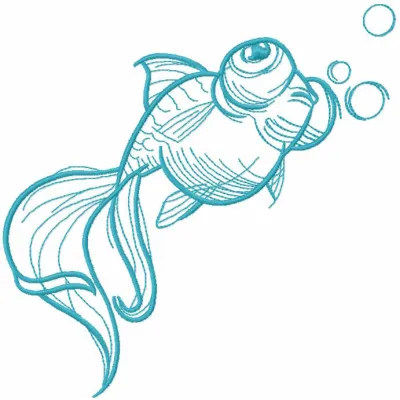 Graceful Telescope Oranda Fish in Flowing Sketch Lines