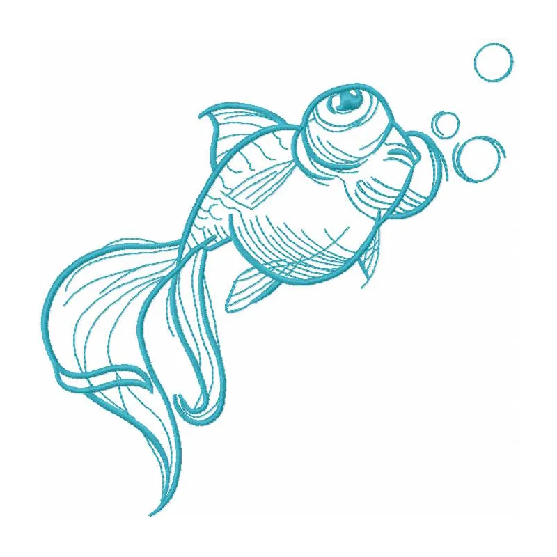 Graceful Telescope Oranda Fish in Flowing Sketch Lines