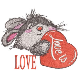 Bunny love is love embroidery design - Embroidery Design