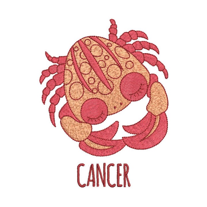 Cancer zodiac sign embroidery design - Embroidery Design