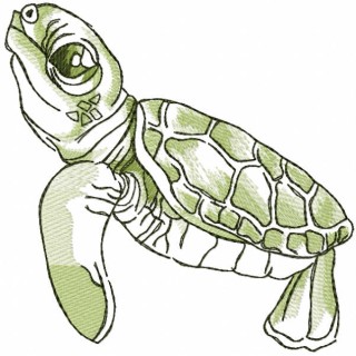 Green turtle embroidery design - Embroidery Design