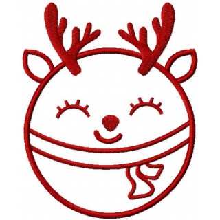 Deer christmas ball one colored embroidery design - Embroidery Design