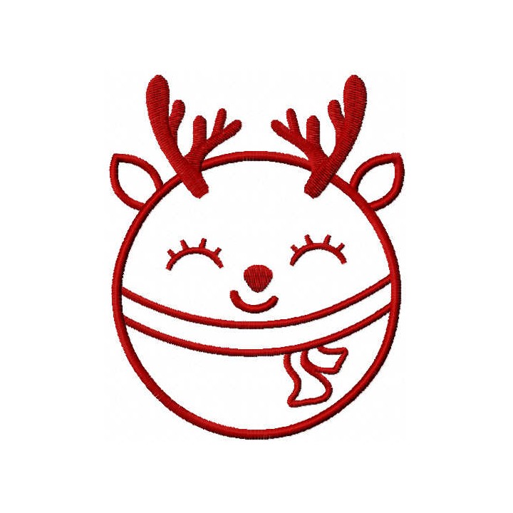 Deer christmas ball one colored embroidery design - Embroidery Design
