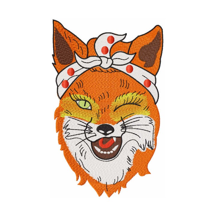 Winking fox embroidery design - Embroidery Design