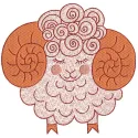 Charming Sweet Ram Embroidery Design