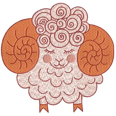 Charming Sweet Ram Embroidery Design