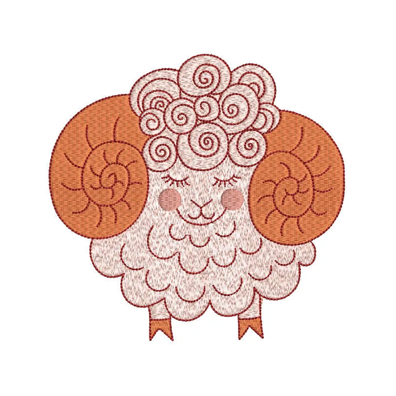 Charming Sweet Ram Embroidery Design