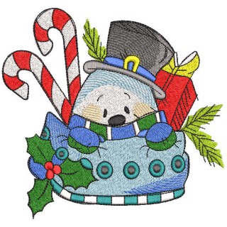 Hiding snowman embroidery design - Embroidery Design