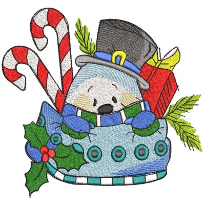 Playful Hiding Snowman Stitching Pattern