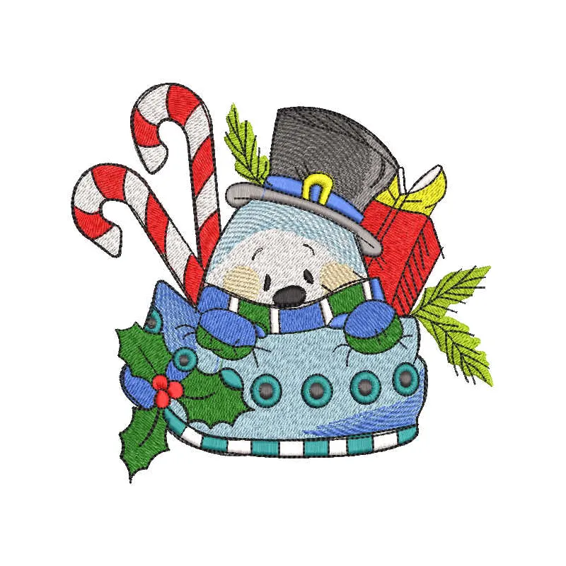 Playful Hiding Snowman Stitching Pattern