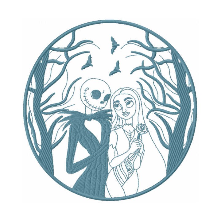 Sally and  jack romanic embroidery design - Embroidery Design