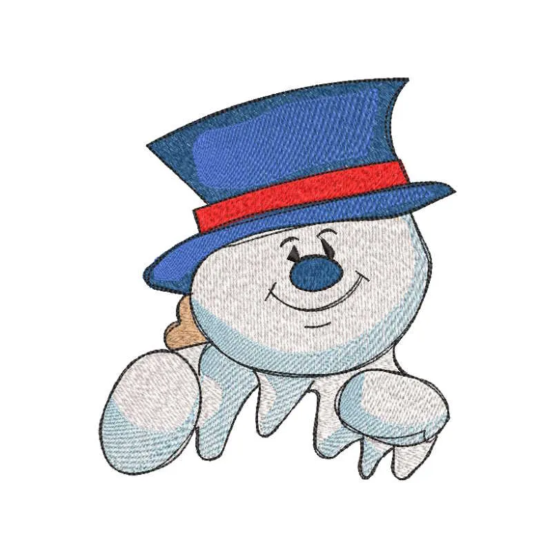 Cheerful Snowman in Blue Top Hat Stitching Pattern