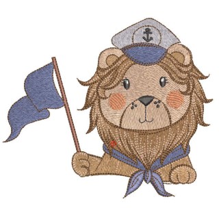 Lion captain with flag embroidery design - Embroidery Design