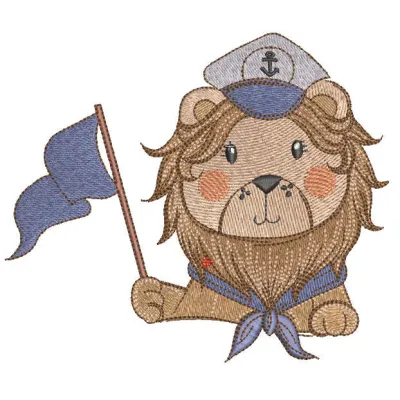 Lion Captain with Flag Stitching Pattern