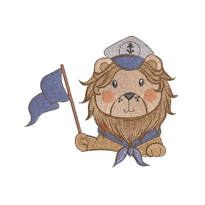 Lion Captain with Flag Stitching Pattern