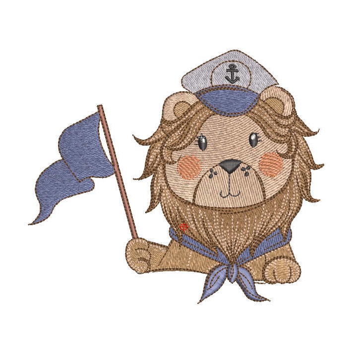 Lion captain with flag embroidery design - Embroidery Design