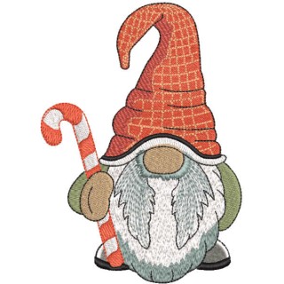 Dwarf with candy cane embroidery design - Embroidery Design