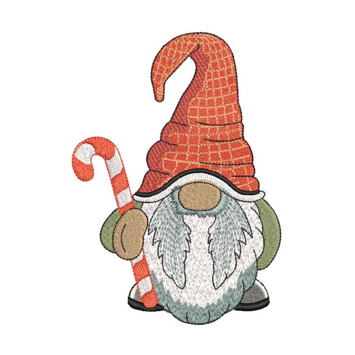 Dwarf with candy cane embroidery design - Embroidery Design