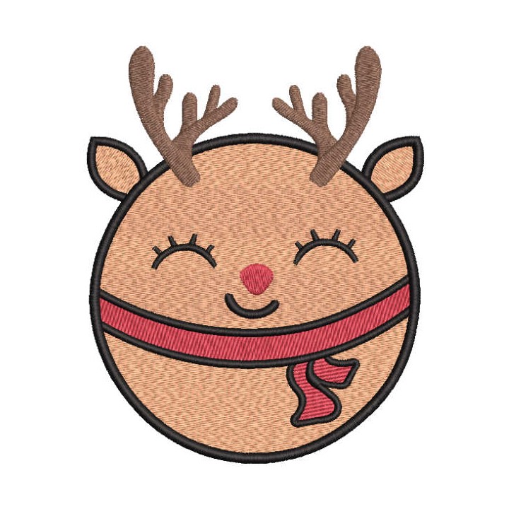 Deer christmas ball embroidery design - Embroidery Design