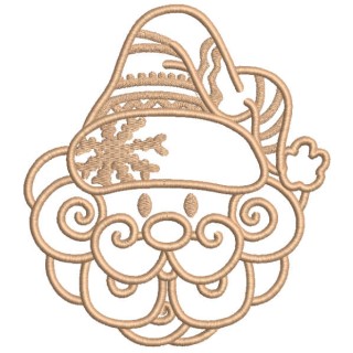 Santa in a knitted hat in one color embroidery design - Embroidery Design