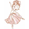 Ballet Dancer Pink Sketch Design - Graceful Embroidery Art