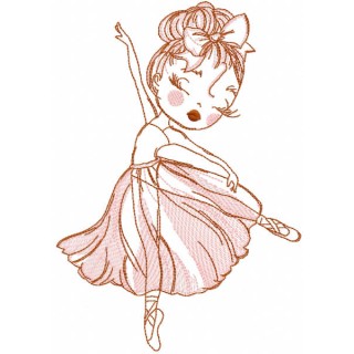 Ballet dancer pink sketch embroidery design - Embroidery Design