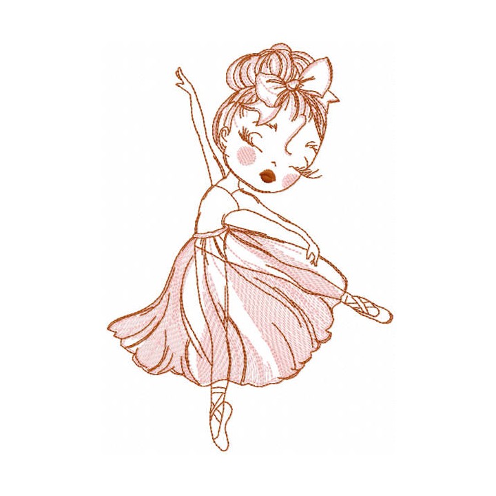 Ballet dancer pink sketch embroidery design - Embroidery Design