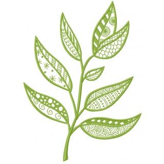 Green patterned branch embroidery design - Embroidery Design
