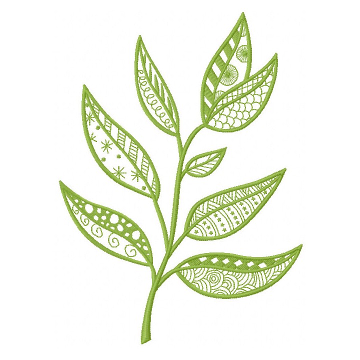 Green patterned branch embroidery design - Embroidery Design