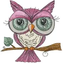 Pink Owl on Branch Stitching Pattern