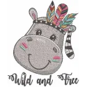 Wild and Free Hippo Embroidery Design Download