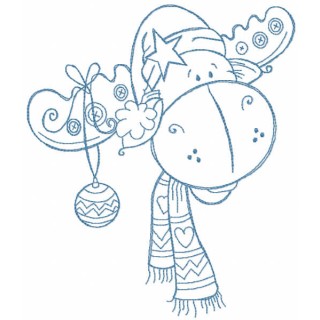 Funny christmas moose with ball embroidery design - Embroidery Design