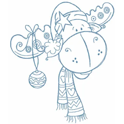 Funny Christmas Moose with Ball Stitching Pattern