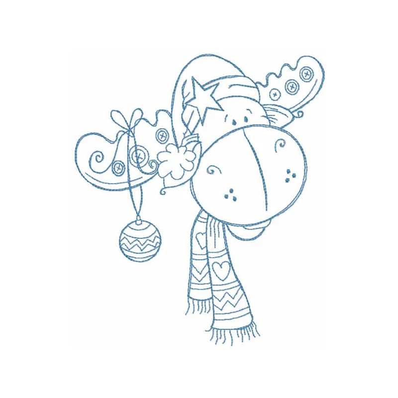 Funny Christmas Moose with Ball Stitching Pattern