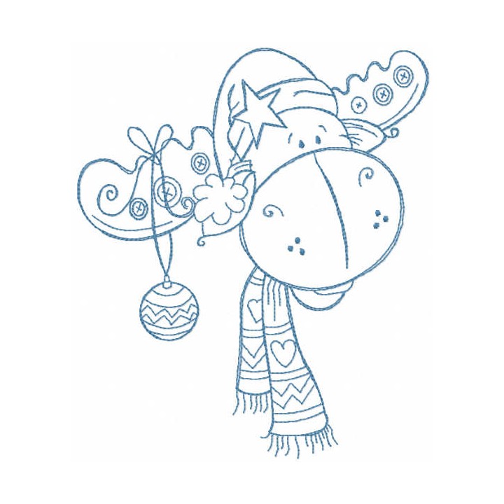 Funny christmas moose with ball embroidery design - Embroidery Design