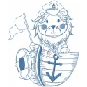 Lion in Boat Stitching Pattern | Adventurous Wildlife Design