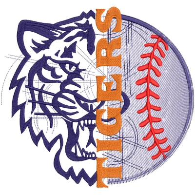 Baseball Tigers Logo Embroidery Design | Detroit MLB